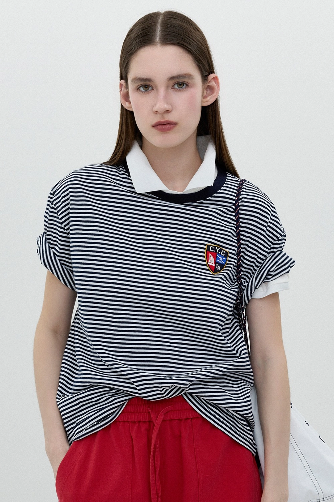 클로브 [25SS clove] Wappen Stripe T-Shirt (Navy) 상품 이미지 2