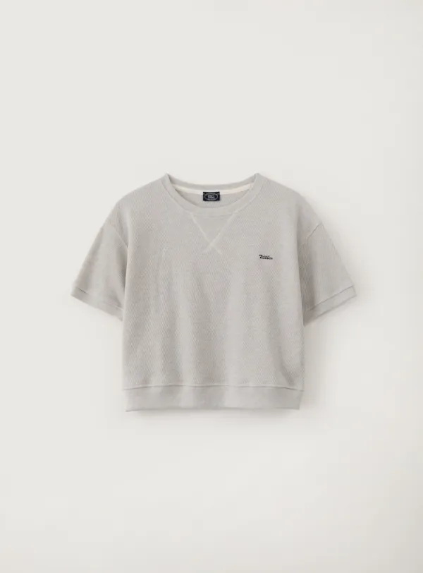 해쉬 크롭 스웻 셔츠_Light Melange