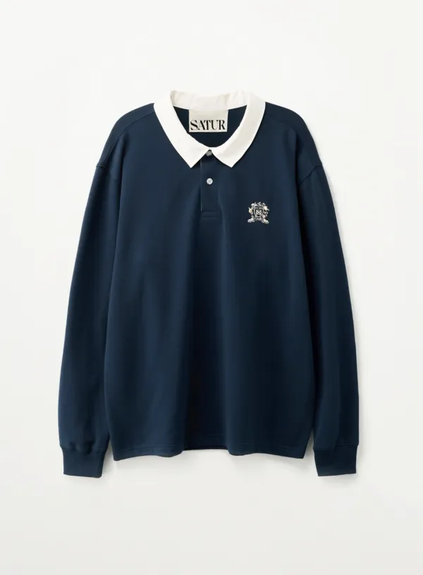 Crest Logo Rugby Long Sleeve - Navy