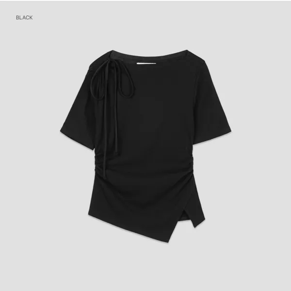(Z-T-7049)ASYMMETRY NECK STRING TEE
