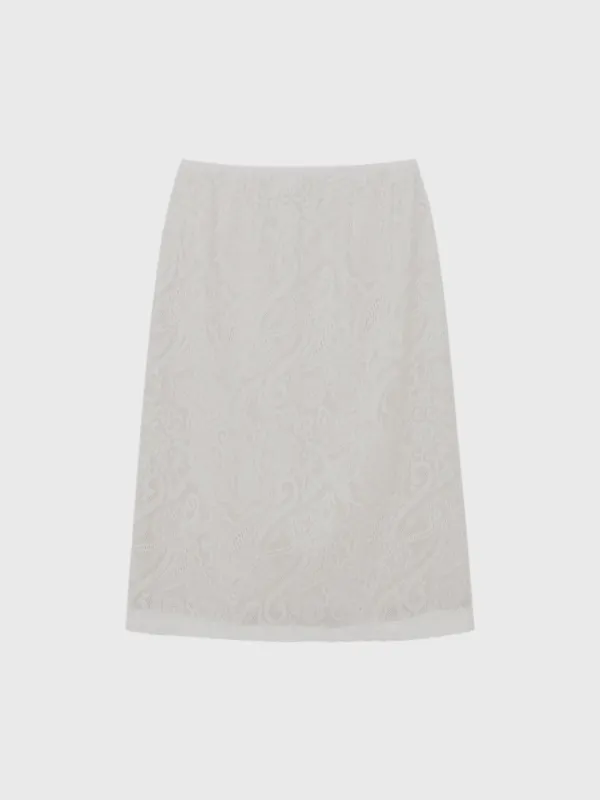 Lace band skirt (white / black)