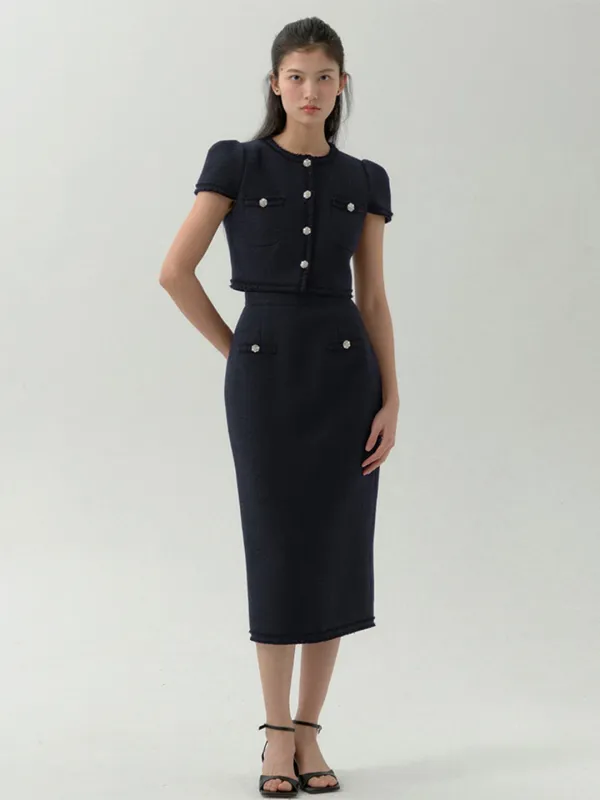 Bibi Tweed Skirt-Long(2Color)