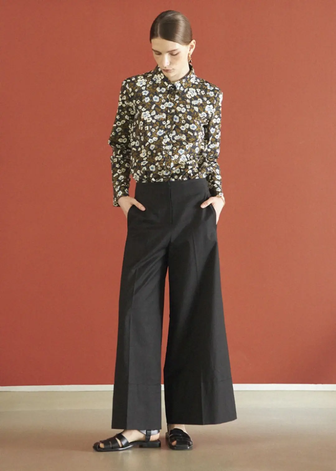 메종드이네스 OXFORD WIDE SLACKS_BLACK 상품 이미지 2