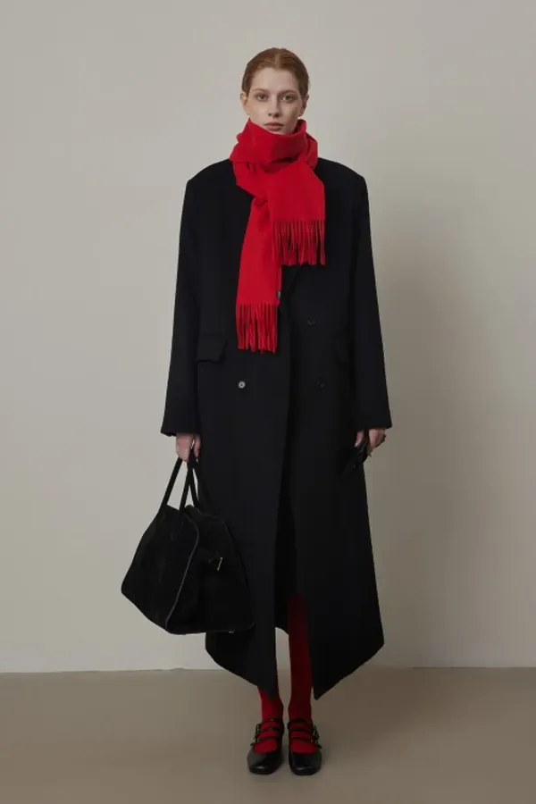 Classic Wool Double Breasted Long Coat-CAMEL