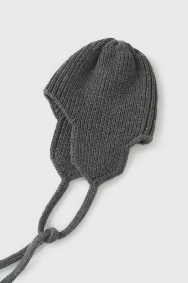 Wool Earmuff Beanie (Charcoal)