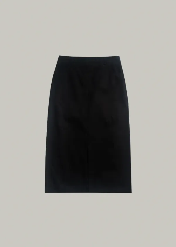 front slit cotton skirt