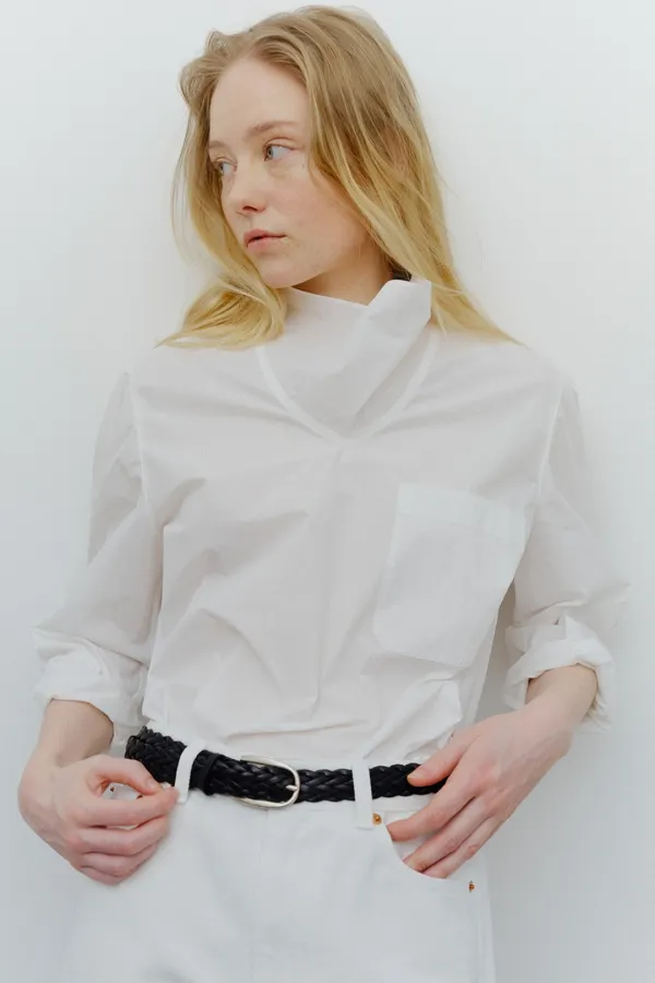 volume cowl neck blouse (off white)