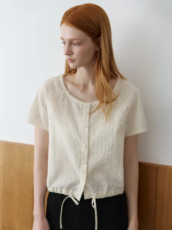 Lace punching blouse [KNSS09BL04]_Cream