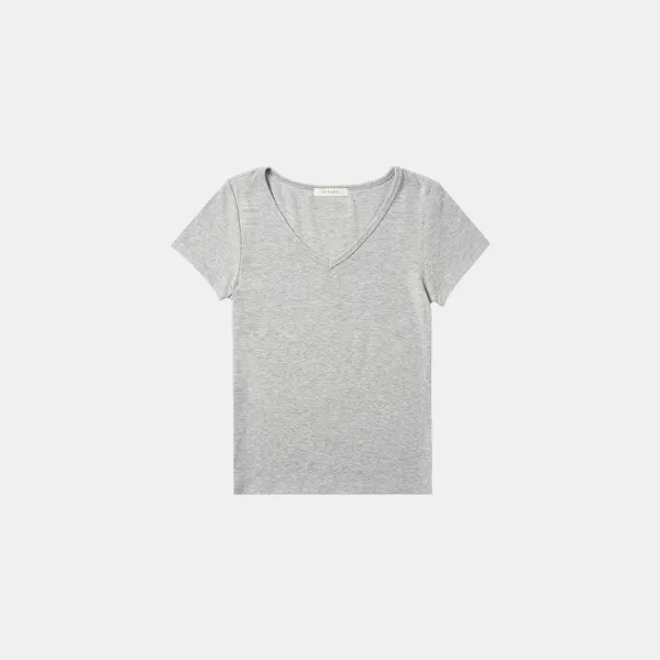 SITP5202 레트로 브이넥 슬림 반팔티_Melange gray