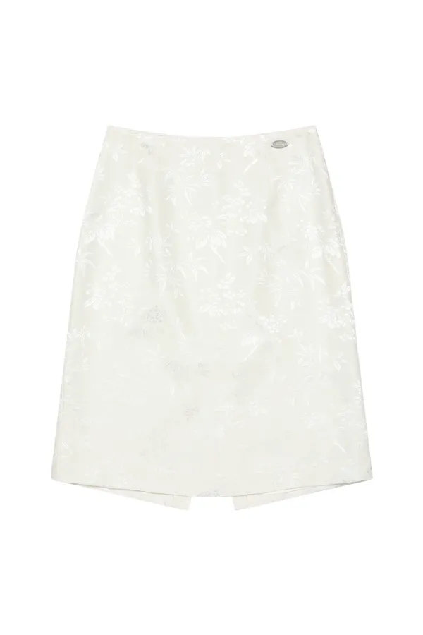FLORAL JACQUARD MIDI SKIRT, IVORY