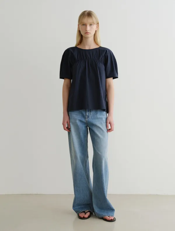 Shirring Blouse (Navy)