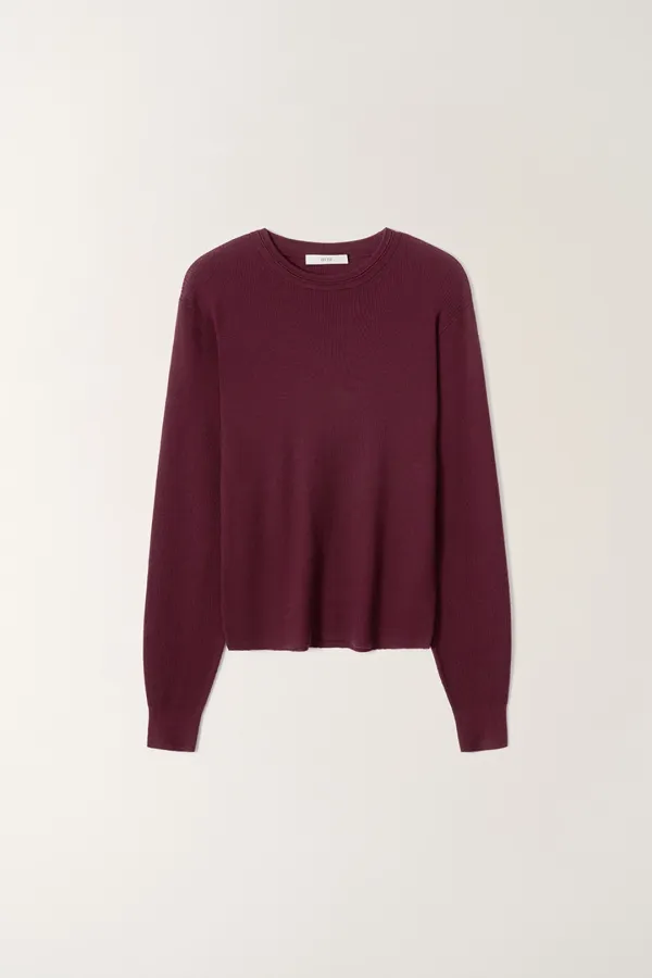 울100 크루넥 골지 니트 (Burgundy)_2GFUKN09