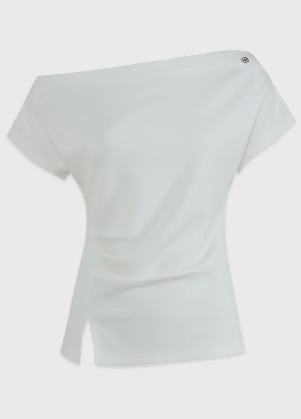  [44-120]  Rouj Off-Shoulder Pintuck Tee  루즈 오프숄더 핀턱 티 (여름-오프숄더-다이마루-셔링-보트넥-보트넥오프숄더-티셔츠-핀턱디테일-빅사이즈-자체제작) 