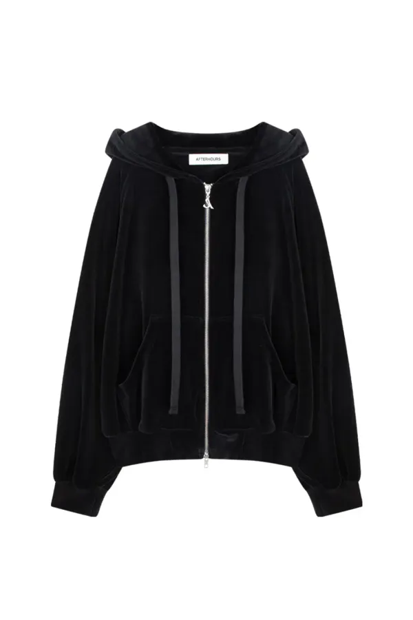 VELVET HOODIE ZIP-UP (VELVET BLACK)