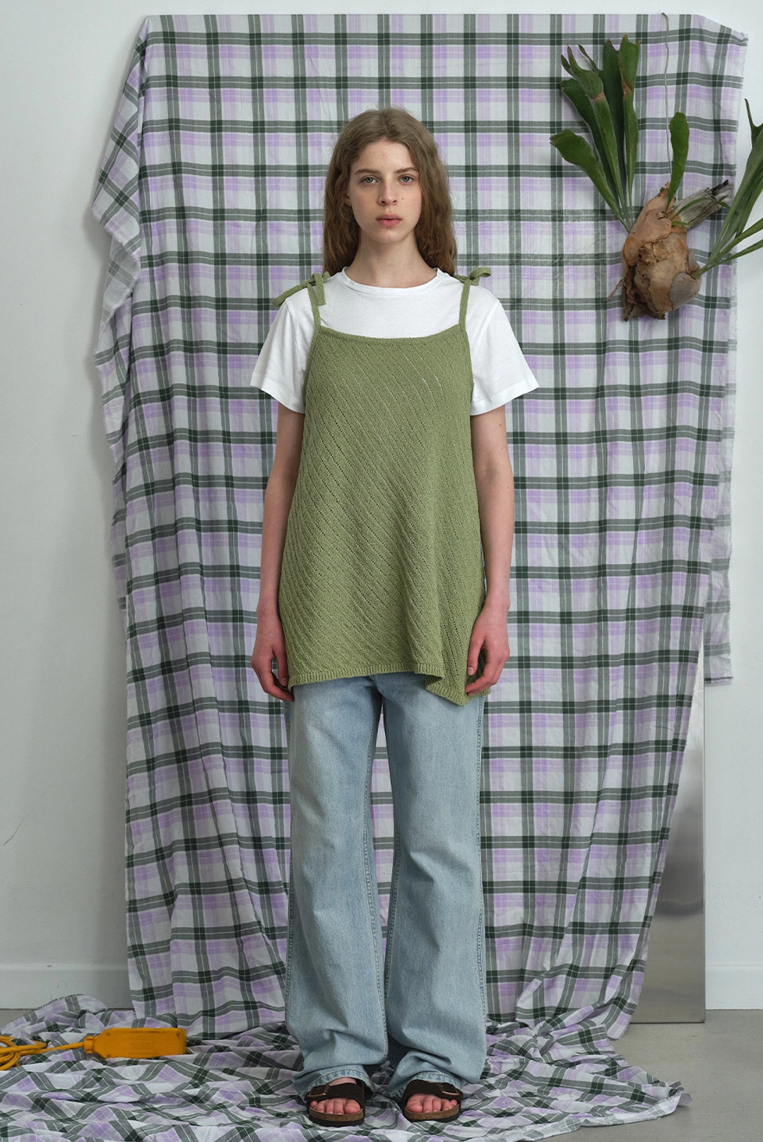 브렌다 브렌든 oblique summer knit - olive 상품 이미지 2