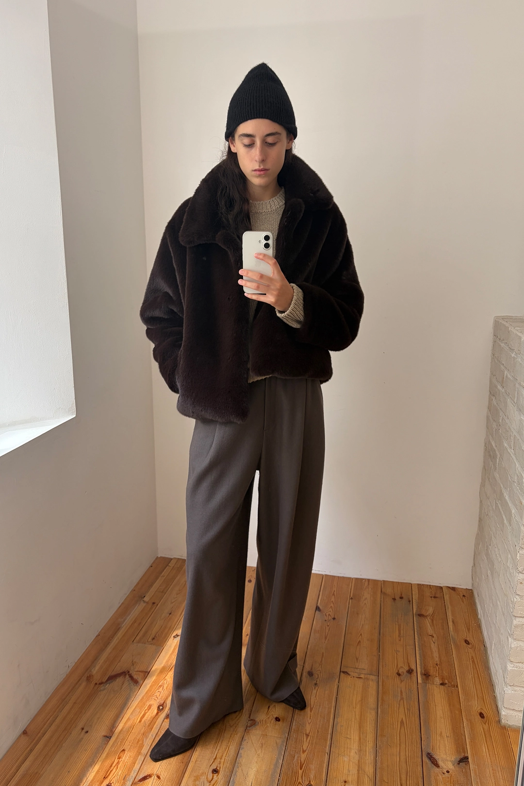 엔오르 WOOL BLEND ADJUSTABLE HEM PANTS - PALE GREY 상품 이미지 2