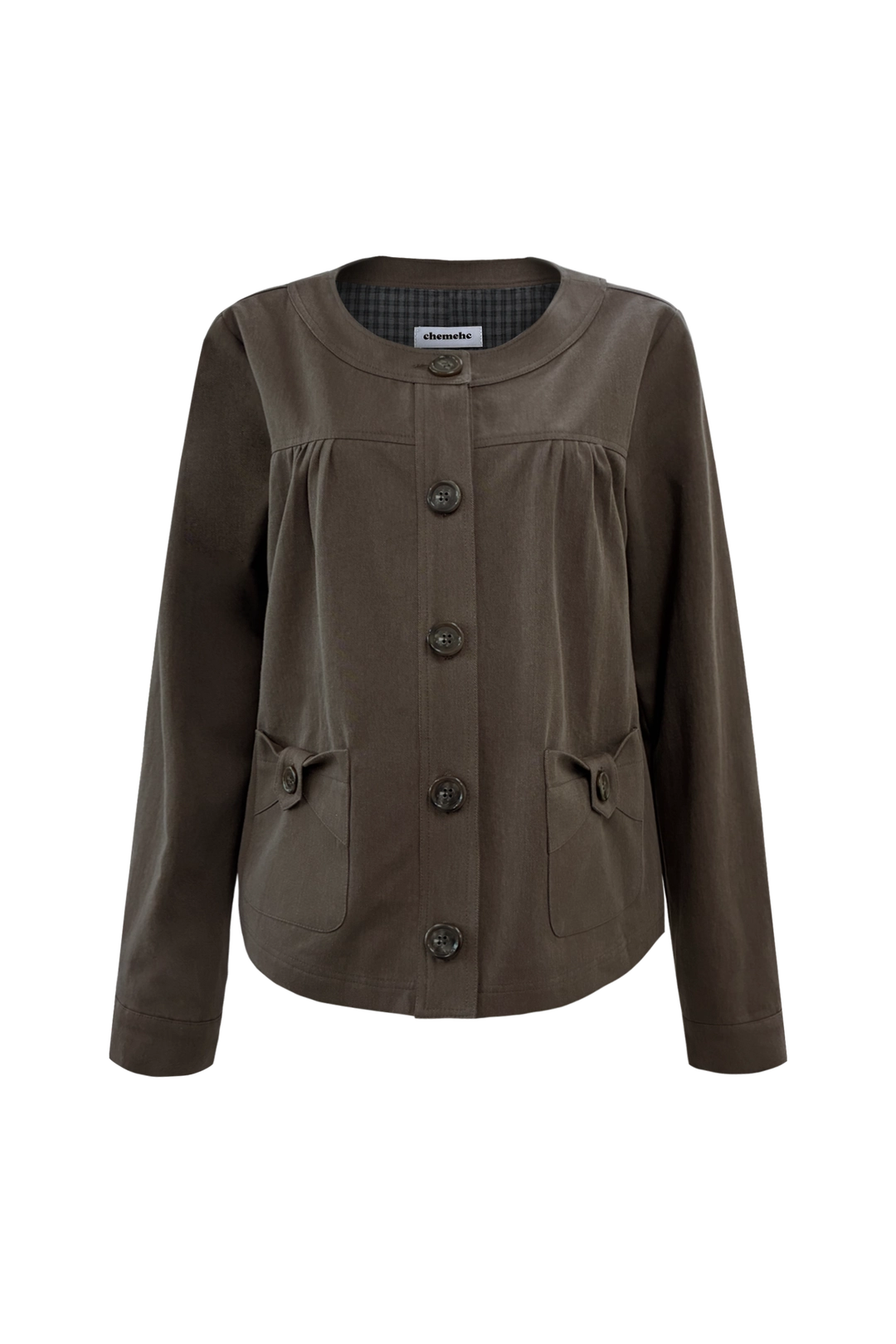 체메씨 BLUSH BOW ROUND JACKET (BROWN) 상품 이미지 1