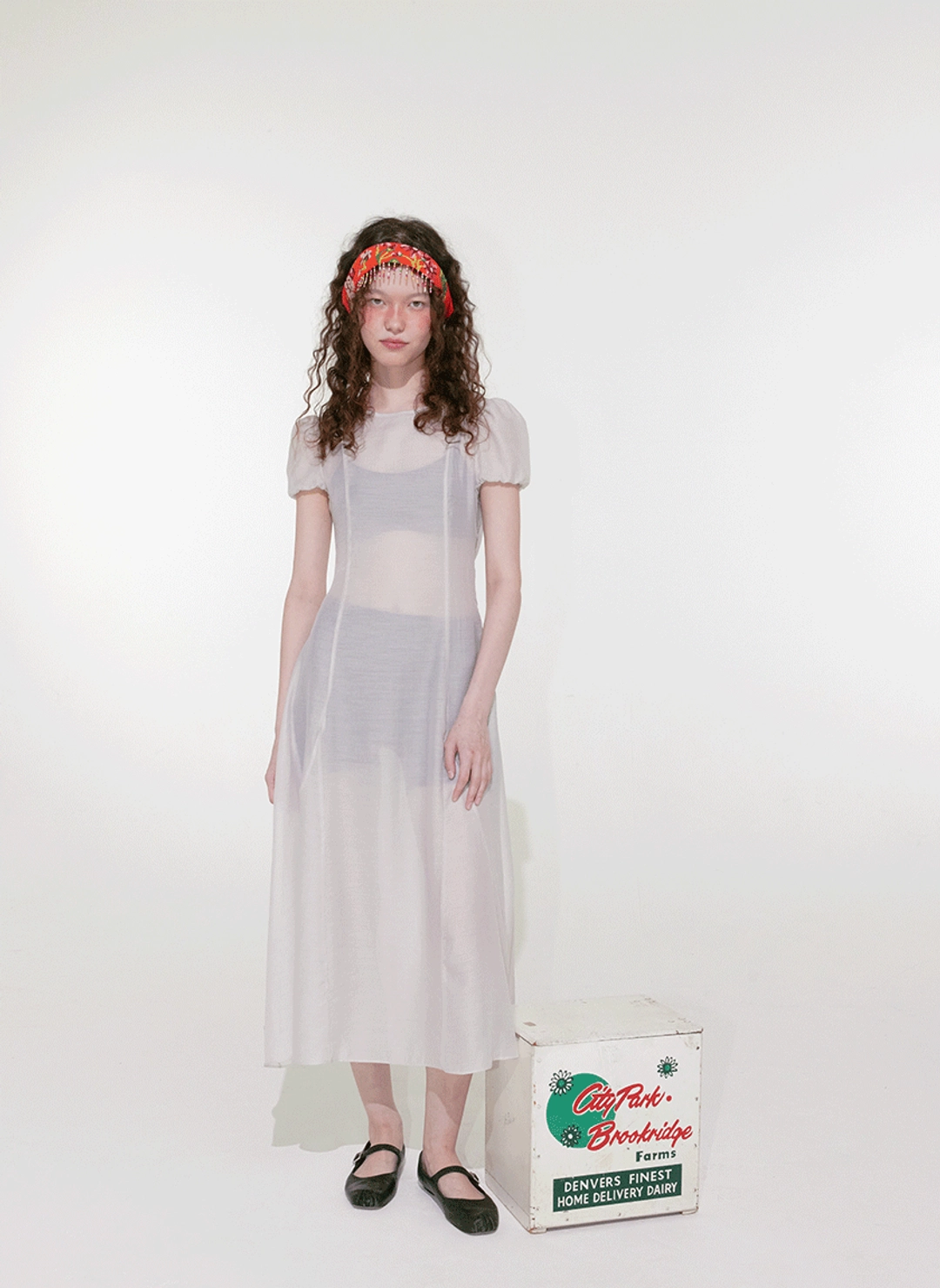 루루서울 Sheer Puff Long Dress (Light Gray) 상품 이미지 2