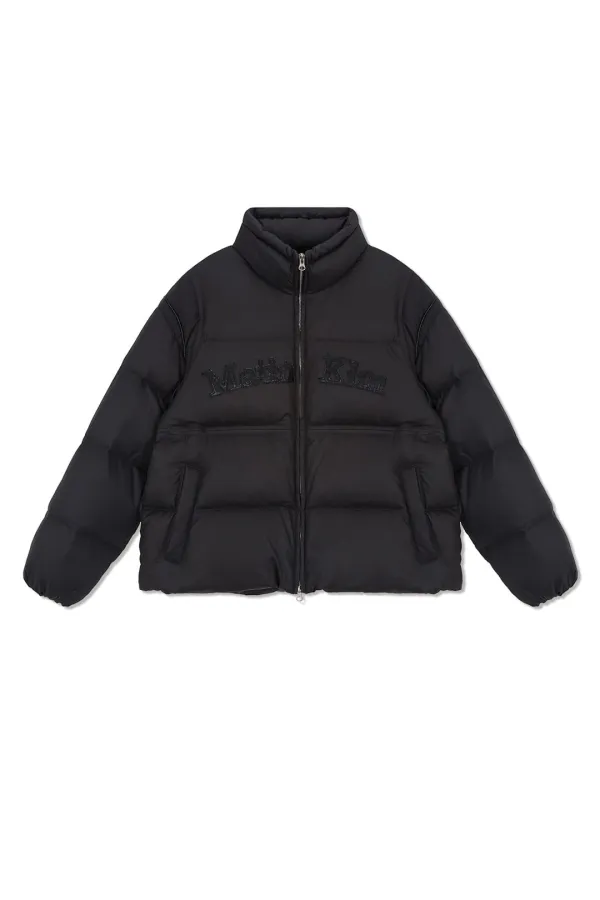 LOGO APPLIQUE GLOSSY DOWN JUMPER FOR MEN IN CHARCOAL