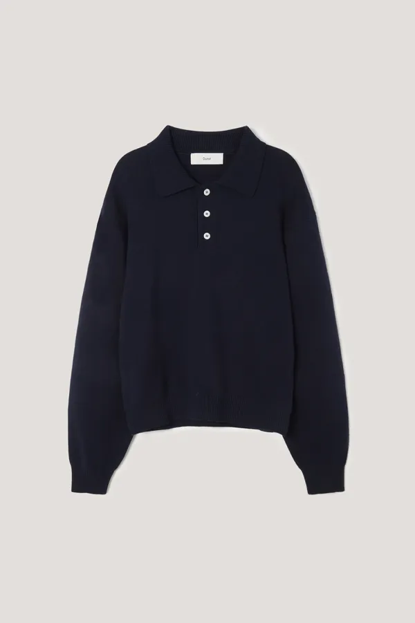 UNISEX CASHMERE COLLARED SWEATER NAVY_UDSW6A104N2
