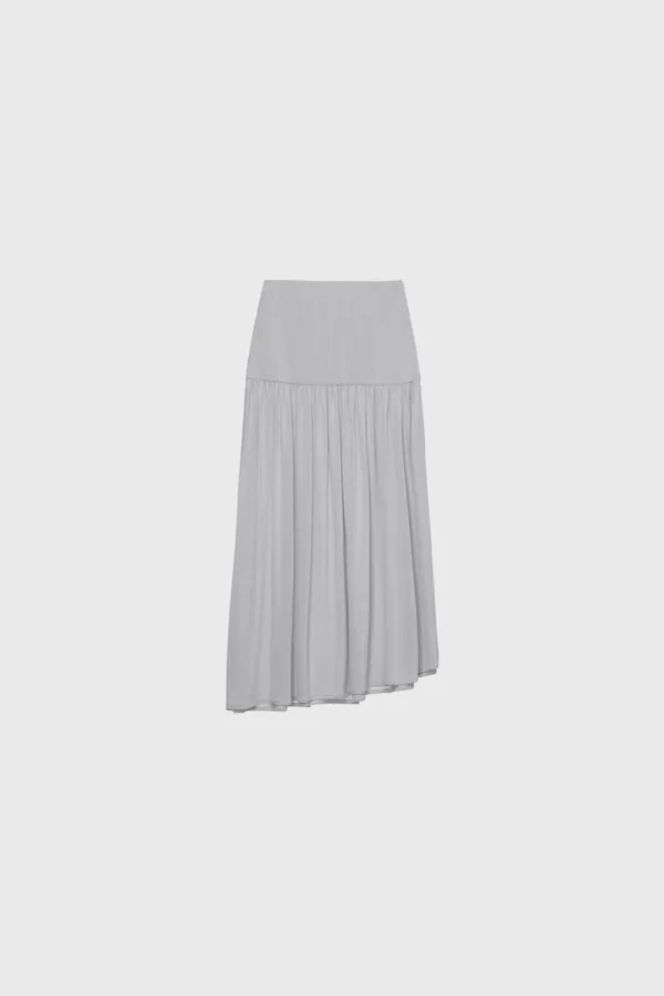 Soft Jersey Gathered Skirt (White / Light Gray / Dark Gray)