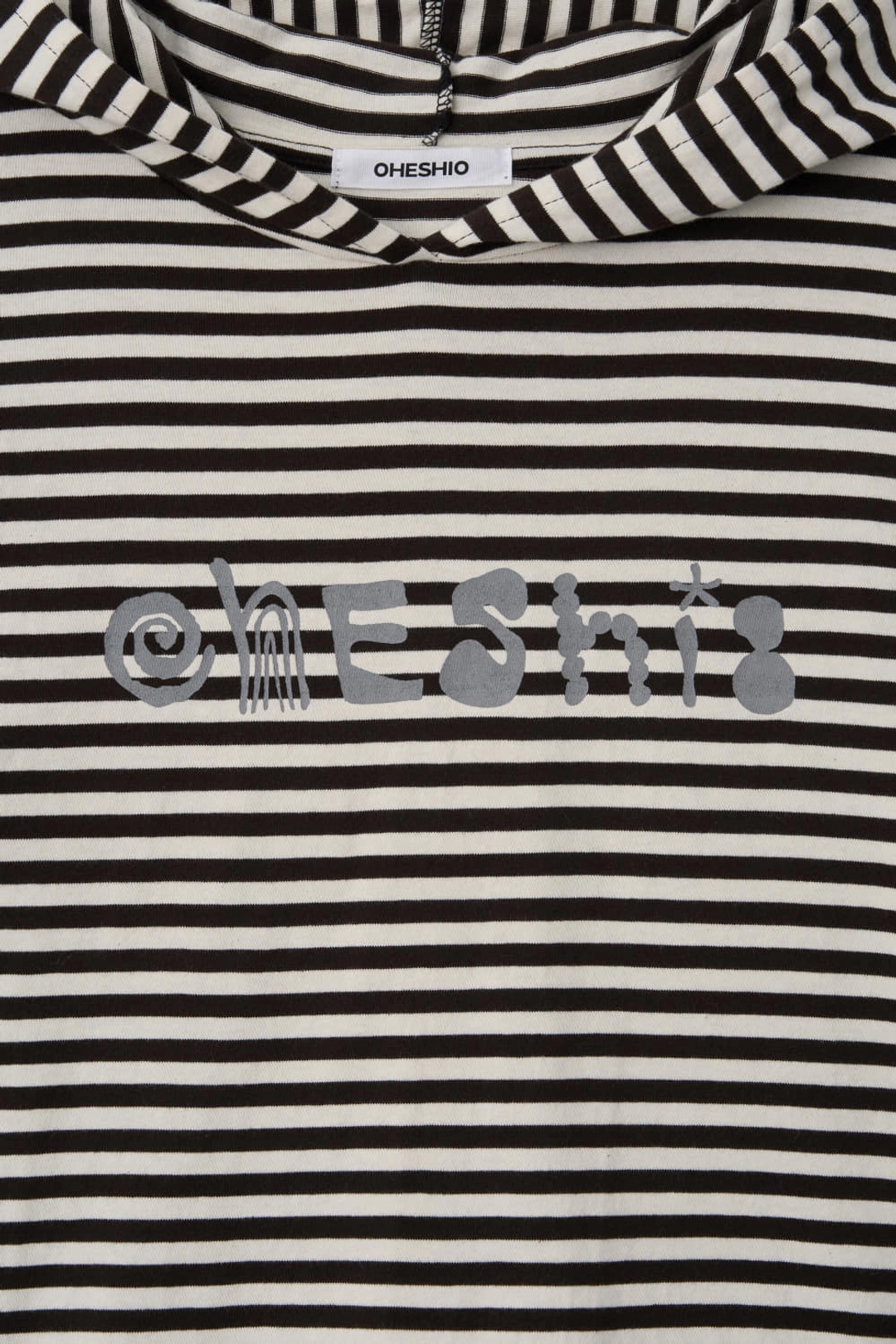 오헤시오 STRIPED HOODED LONG SLEEVE, BROWN 상품 이미지 2