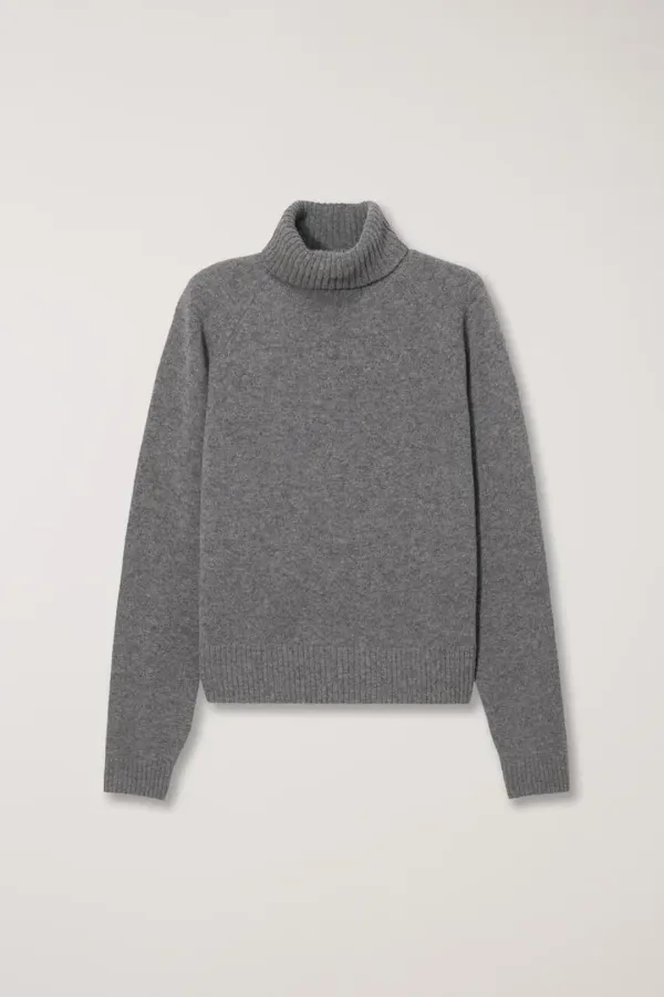 UNISEX ESSENTIAL WOOL TURTLENECK SWEATER MELANGE GREY