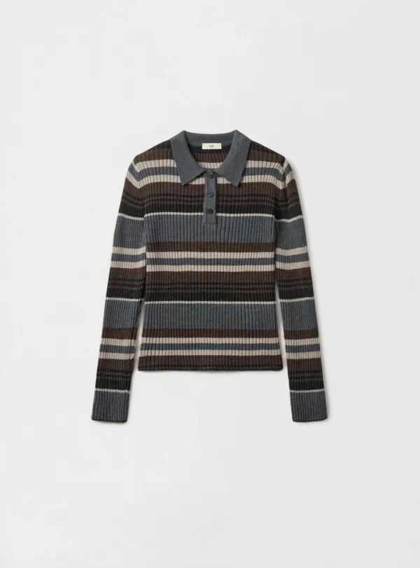 게드 - [2ND] MULTI STRIPE COLLAR KNIT
