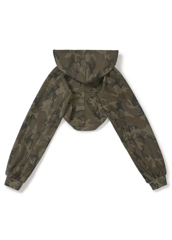 CAMO HOODED BOLERO (DARK GREY)