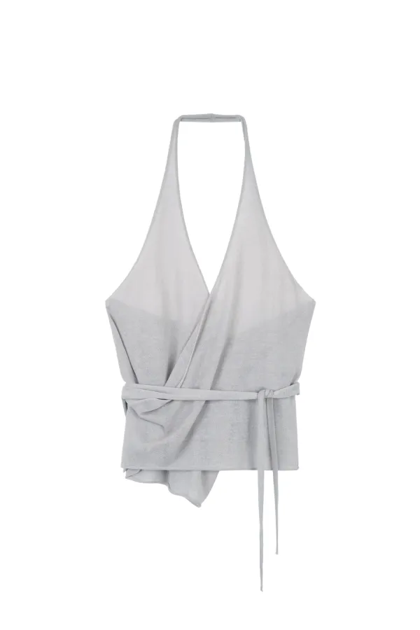 LINEN HALTERNECK KNIT (L GREY)