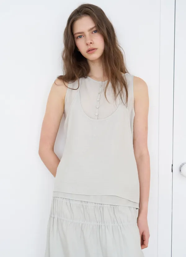 Solene Silk Halter Layered Top (Pale Mint)