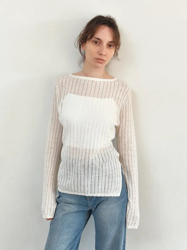 TIS CROCHET BOATNECK KNIT_WHITE