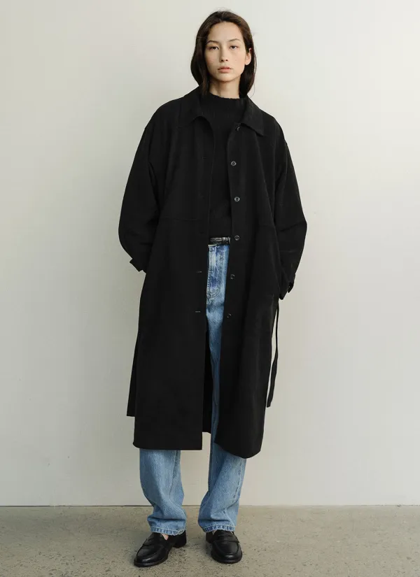Courtney Suede Long Coat (Black)