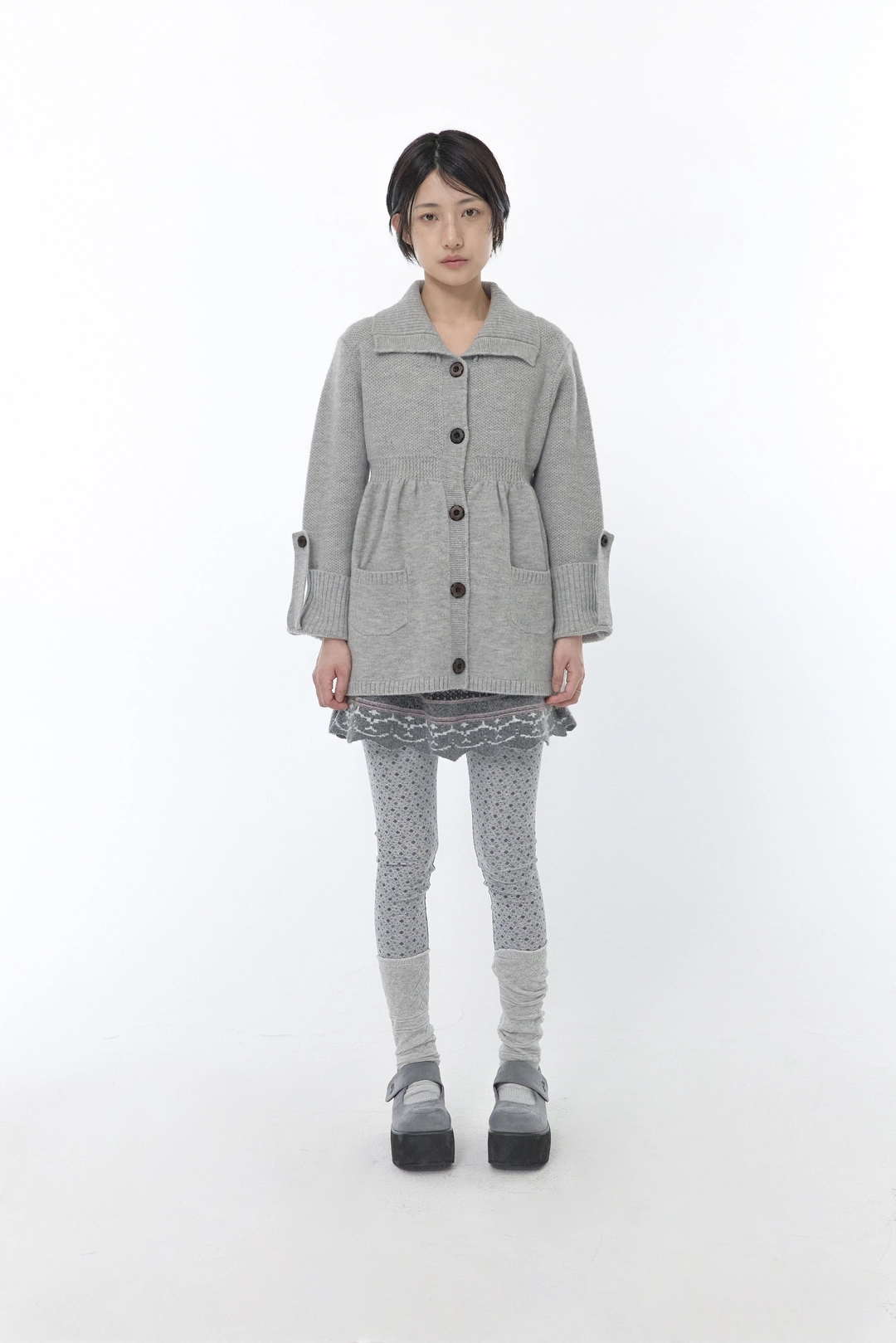 허그유어스킨 Babydoll knit flap cardigan (Gray) 상품 이미지 2