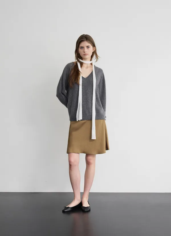 B Logo Sheer Knit Scarf_Ivory