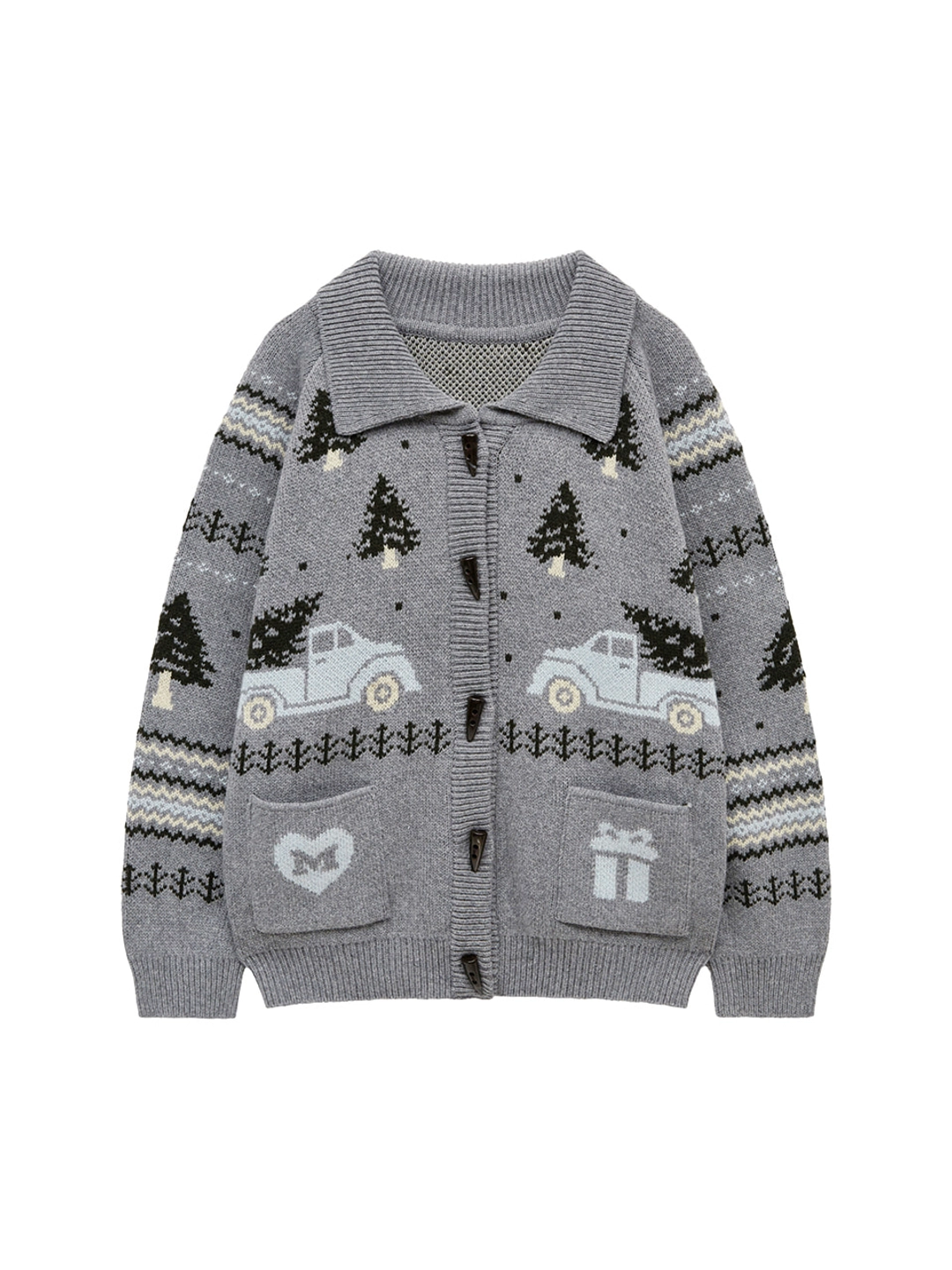 마가린핑거스 TREE COWICHAN KNIT CARDIGAN (GREY) 상품 이미지 1