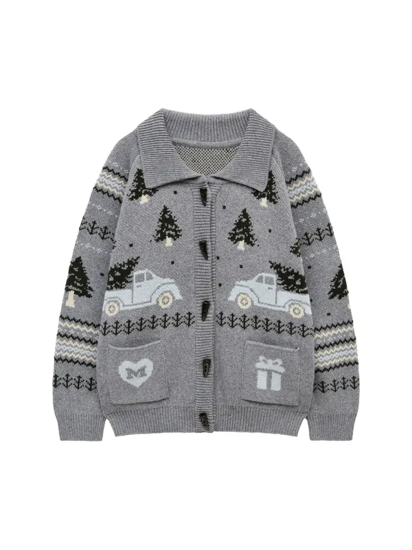 TREE COWICHAN KNIT CARDIGAN (GREY)