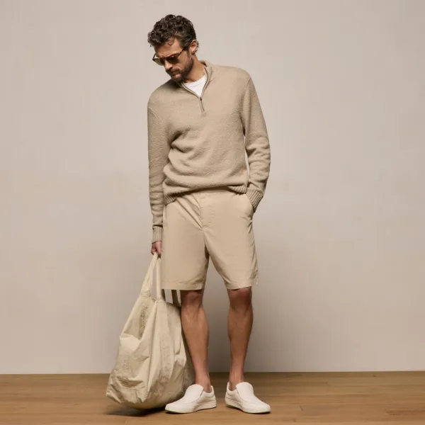 Stretch Poplin Drawstring Short - Light Khaki