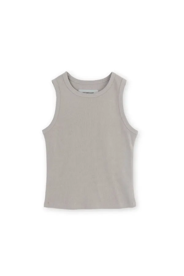 W Round Sleeveless Top, Beige