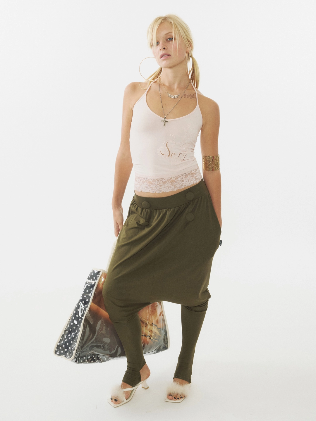 스컬프터 Baggy Leggings Pants Khaki 상품 이미지 1