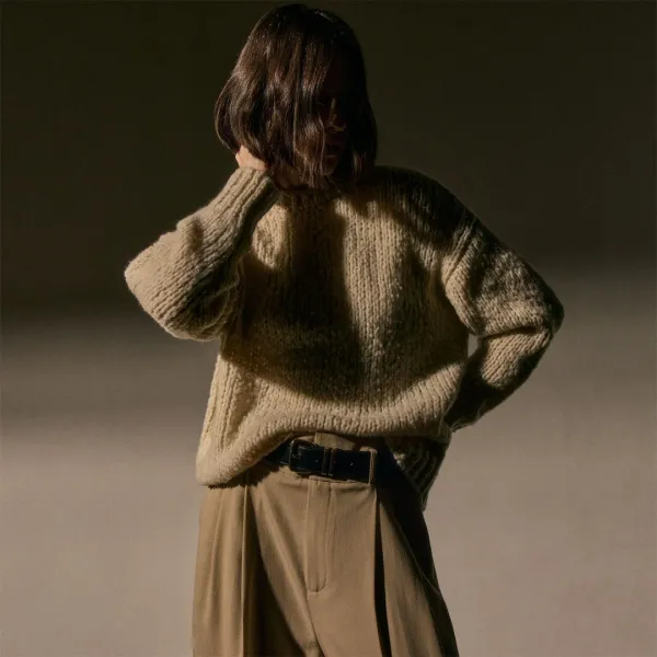 Cashmere Silk Crew Neck - Biscotti