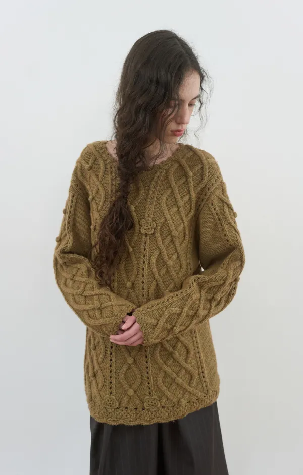 443. Hazel Cable Knit_Mustard