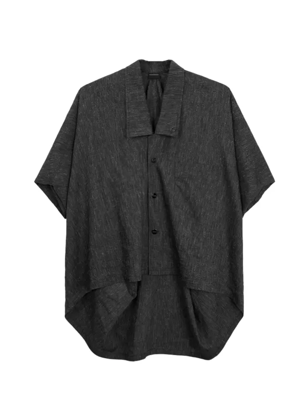 Oversized Poncho Short Sleeve Shirt [ Indigo ]