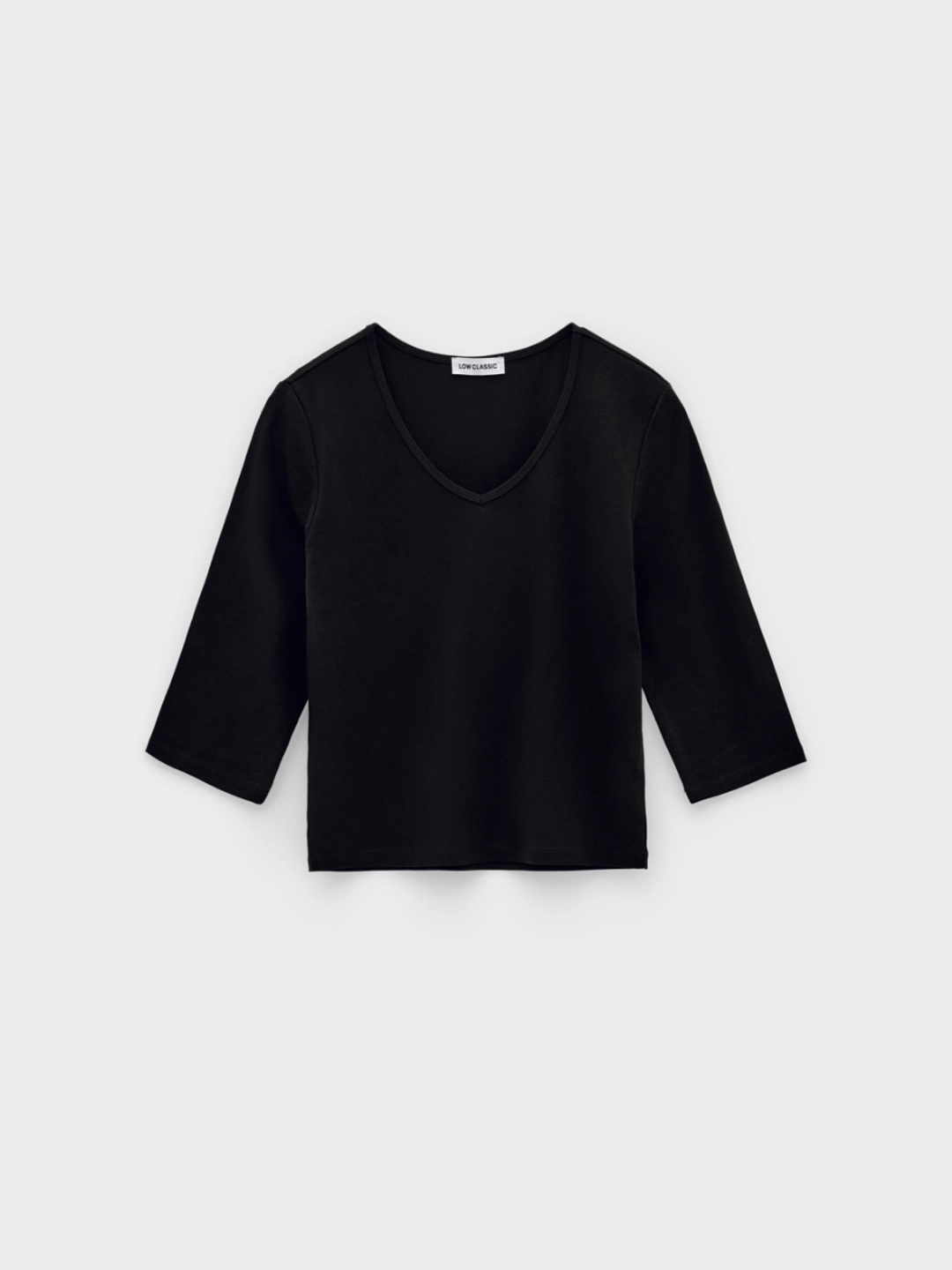 로우클래식 [6/29 예약배송] Deep V-Neck Stretchy T-Shirts_Black 상품 이미지 1