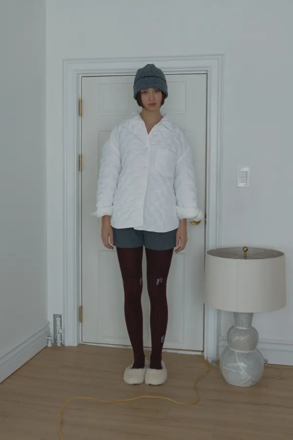 snowflake padded shirt_white