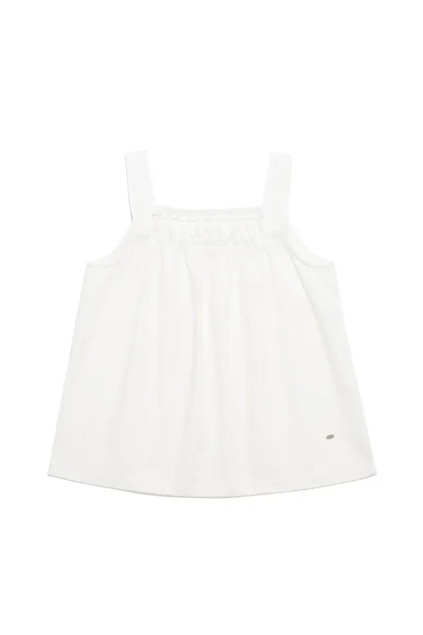 Shirring Sleeveless Top White