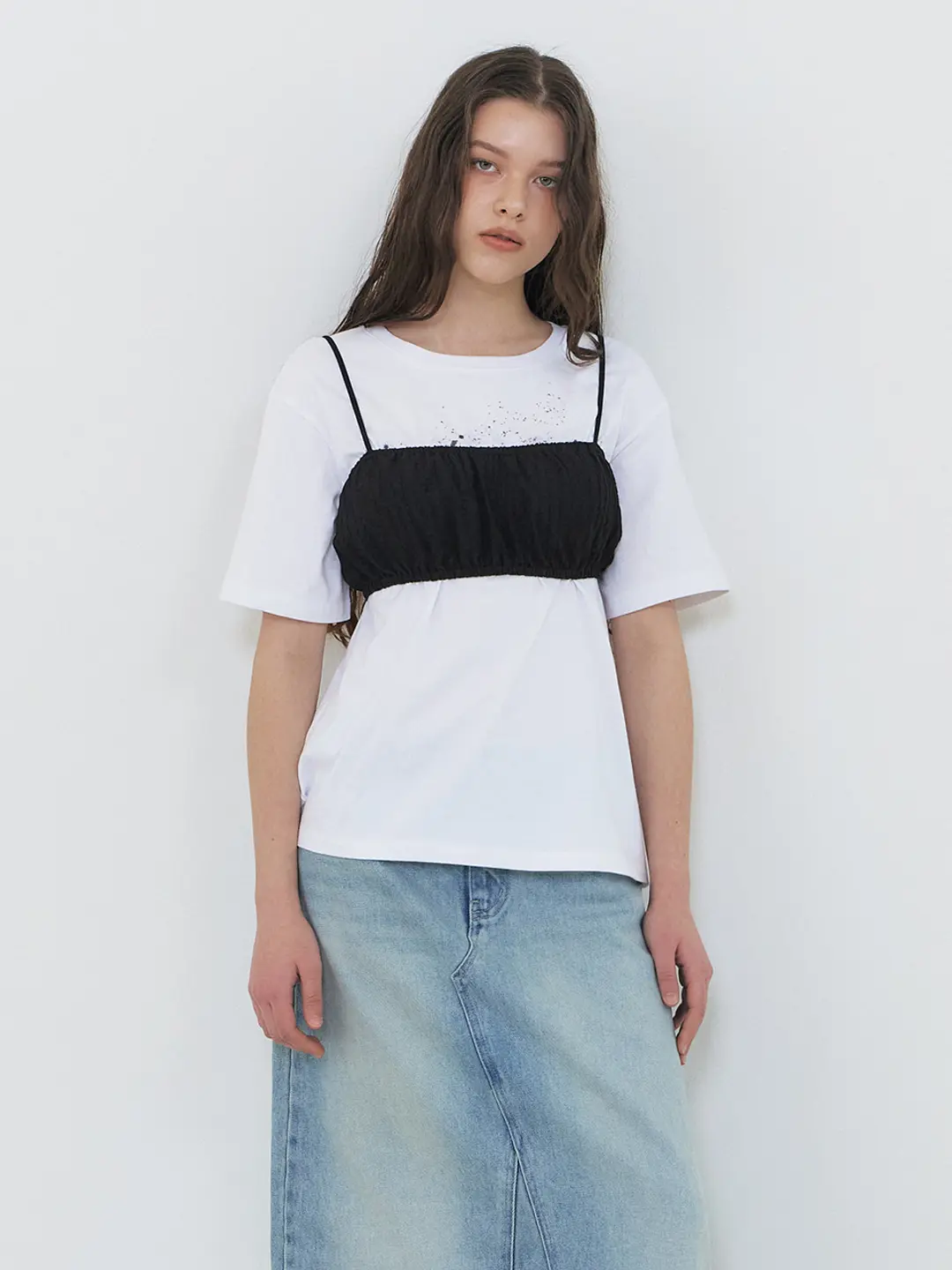 에트몽 Wave Shirring Bustier, Black 상품 이미지 2