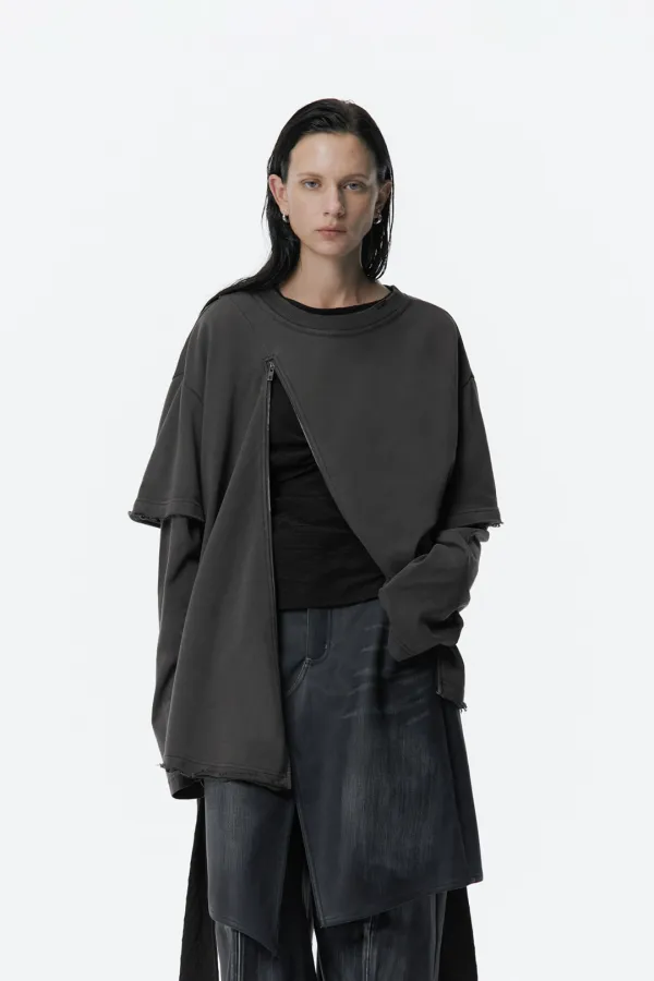 Back-Zip Reversible Long Sleeve [ Charcoal ]