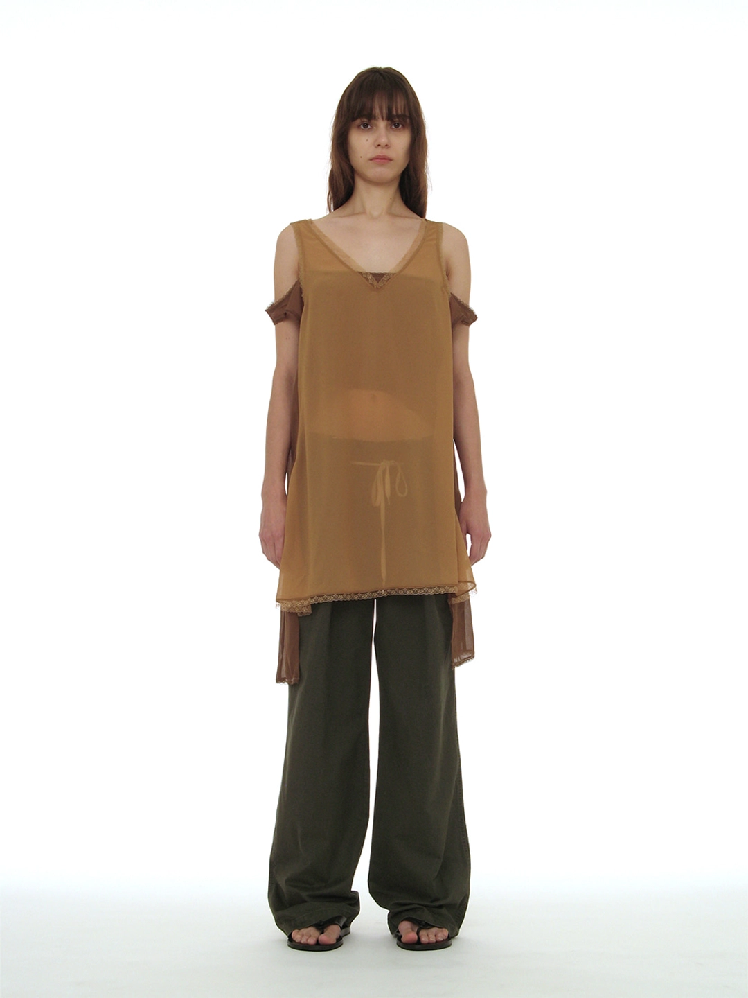 파르티멘토 [WOMEN] ASYMMETRIC LACE TRIM SLIP DRESS_BEIGE 상품 이미지 2