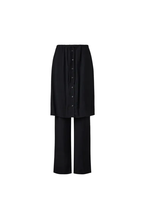 SOFT TWILL SKIRT PANTS [BLACK]